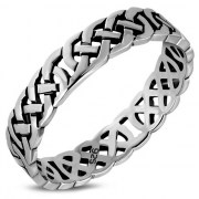 All round Celtic Knot Sterling Silver Plain Ring, rp125
